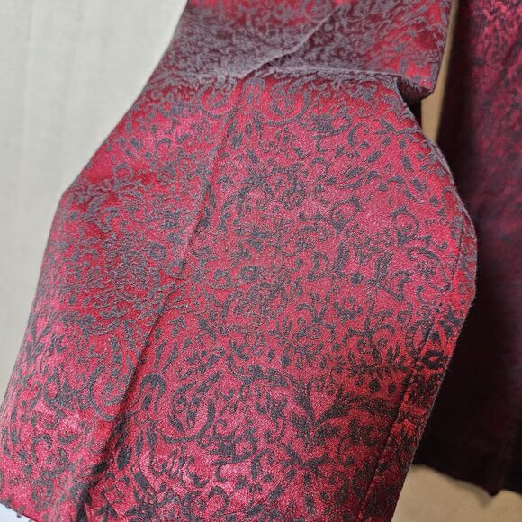 AGB Byer Womens Dress Pant Vintage Size 14 Red Black Brocade Print Shiny Slacks - Picture 3 of 9
